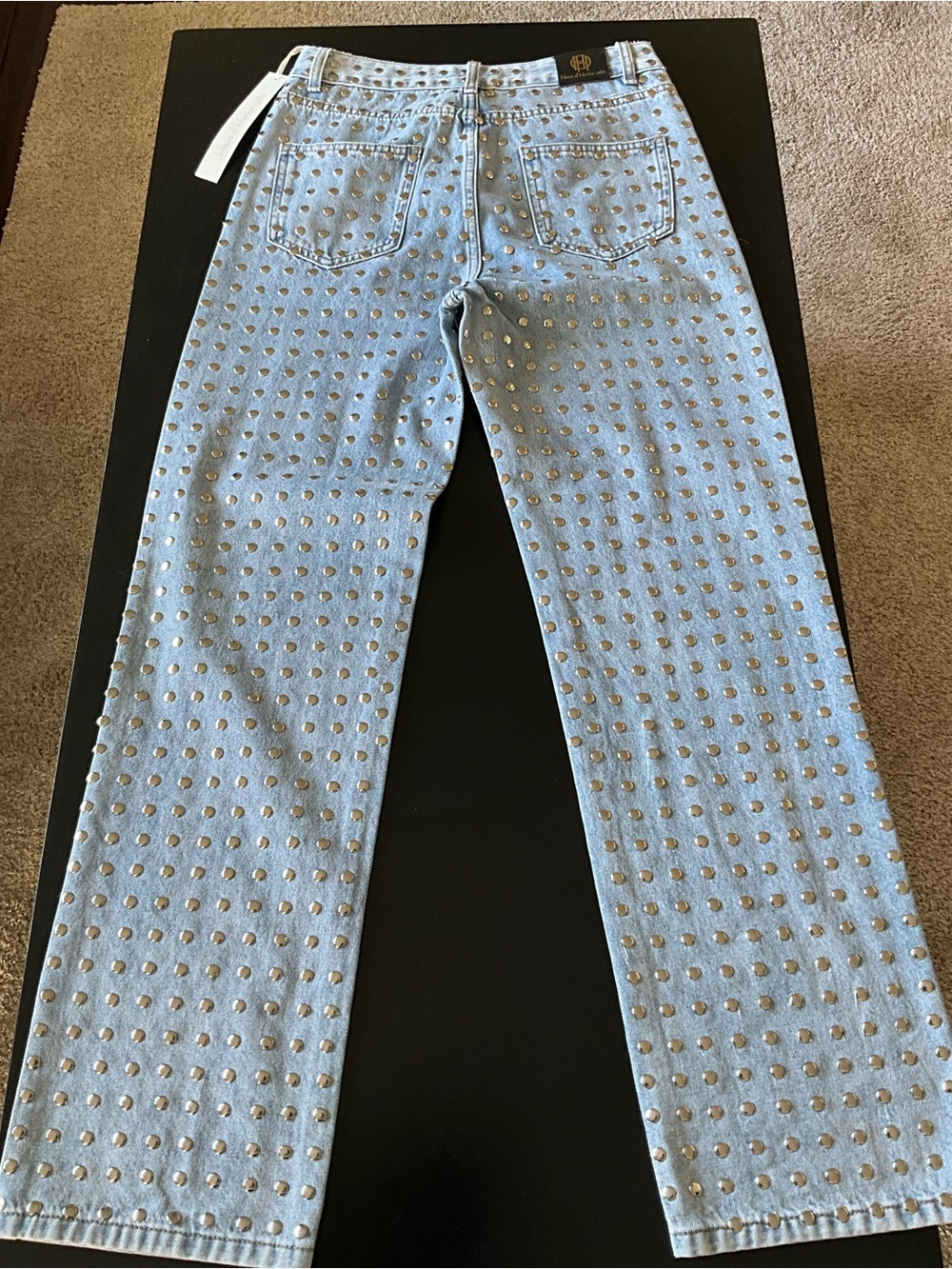 House of Harlow Light Blue Studded High-Rise Jeans - Women - Picture 3 of 6